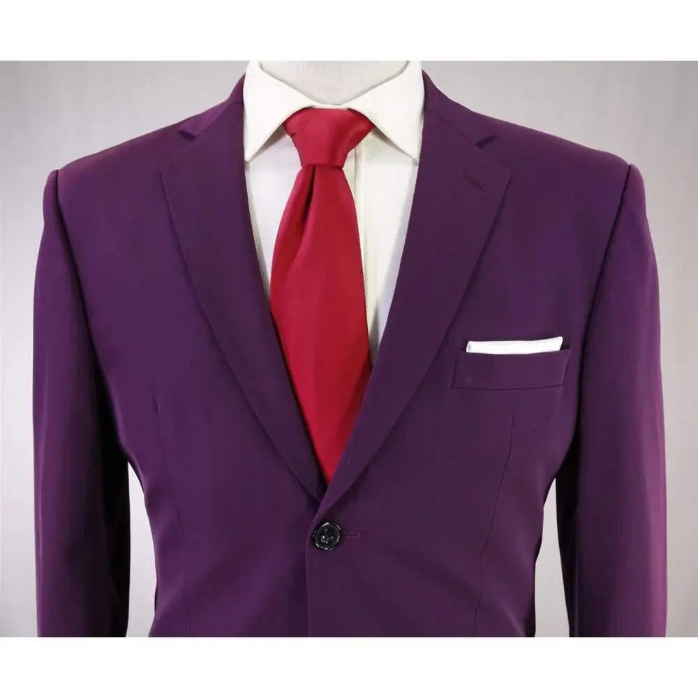 Ozwald Boateng Bespoke Couture Solid Purple 2-Btn Techno Suit 36R